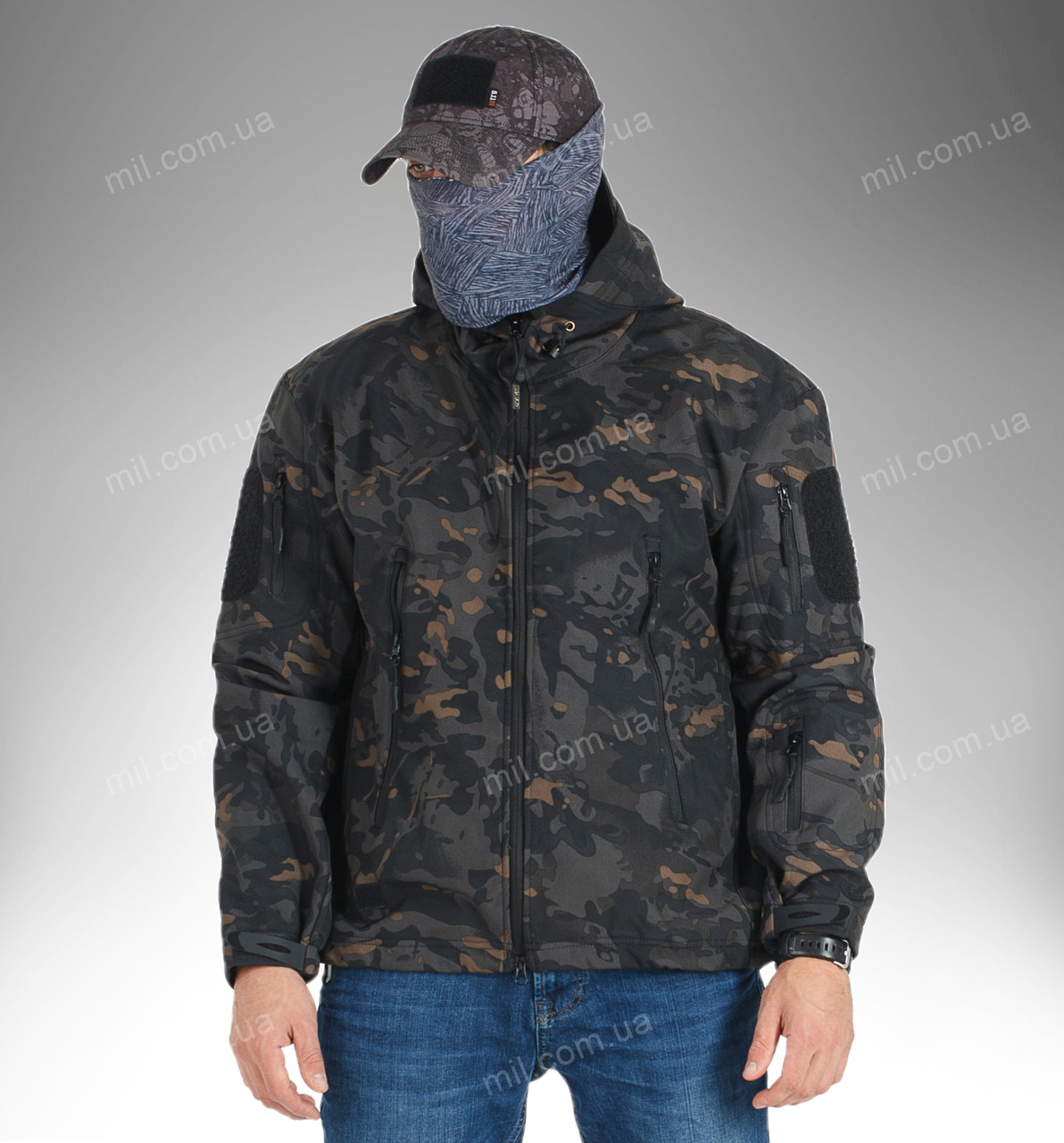 Демісезонна тактична куртка Soft Shell Silver Knight Windstoper (camo black)