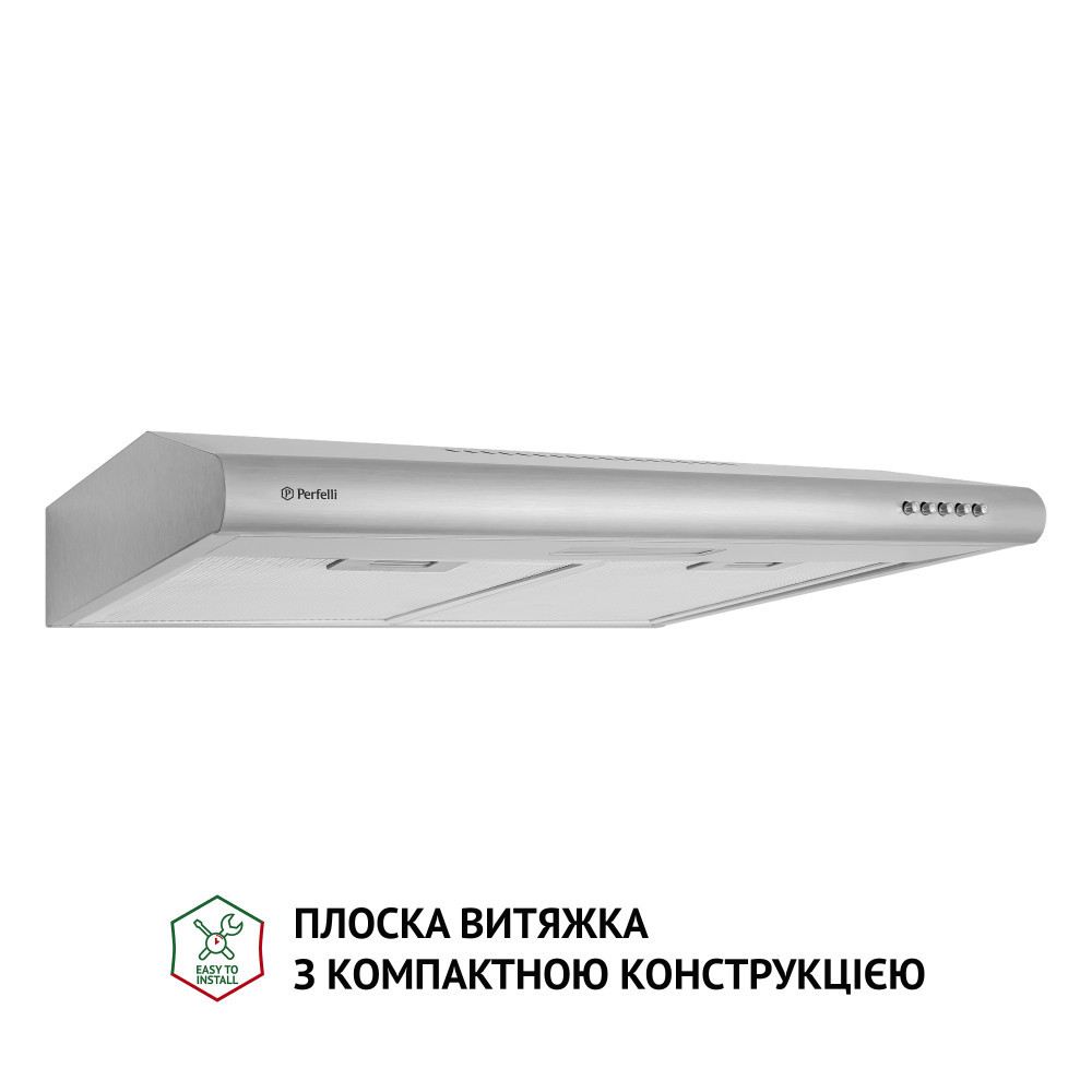 Витяжка кухонна настінна плоска Perfelli PL 6124 I LED, нержавіюча сталь шириною 60 см, фото 1