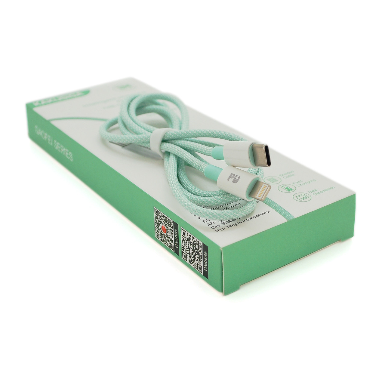 Кабель iKAKU KSC-723 GAOFEI PD60W smart fast charging cable (Type-C to Lightning), Green, длина 1м, BOX