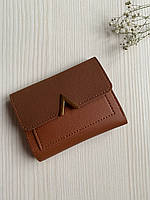 Женский комбинированный кошелек- портмоне из эко кожи матовый коричневый