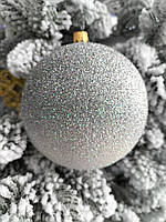Набор новогодних шаров на елку "Амбрэ", диаметр 10 см, материал пластик, 6 шт в упаковке, цена за упаковку Серебро
