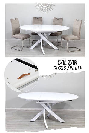 Стіл обідній круглий Caezar 120 T-7479 Super White gloss Evrodim, колір білий, фото 3