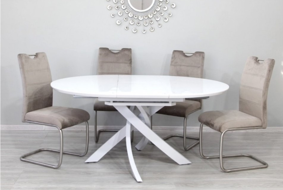 Стіл обідній круглий Caezar 120 T-7479 Super White gloss Evrodim, колір білий