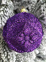 Набор новогодних шаров на елку "Рельеф", диаметр 10 см, материал пластик, 3 шт в упаковке, цена за упаковку Фиолетовый