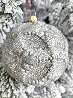 Набор новогодних шаров на елку "Рельеф", диаметр 10 см, материал пластик, 3 шт в упаковке, цена за упаковку Серебристый