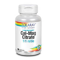 Кальций И Магний, Cal-Mag Citrate, High Potency, Solaray, 90 Капсул MS