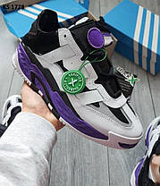 Чоловічі кросівки Adidas Niteball White Black Violet Адідас Найтбол шкіра чорно-фіолетові демісезонні, фото 5