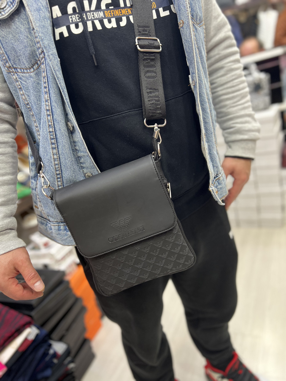 Сумка на плече Louis Vuitton LV чорно-сіра, фото 1