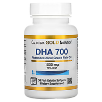 California Gold Nutrition, DHA 700, рыбий жир фармацевтической степени чистоты, 1000 мг, 30 капсул