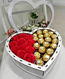 Подарунковий набір з квітами - Ферреро Троянди - Подарунковий набір солодощів для дівчини, жінки, Сюрприз Бокс, фото 4