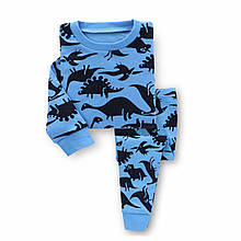 Дитяча піжама для хлопчика зріст 90 сині динозаври арт. 701