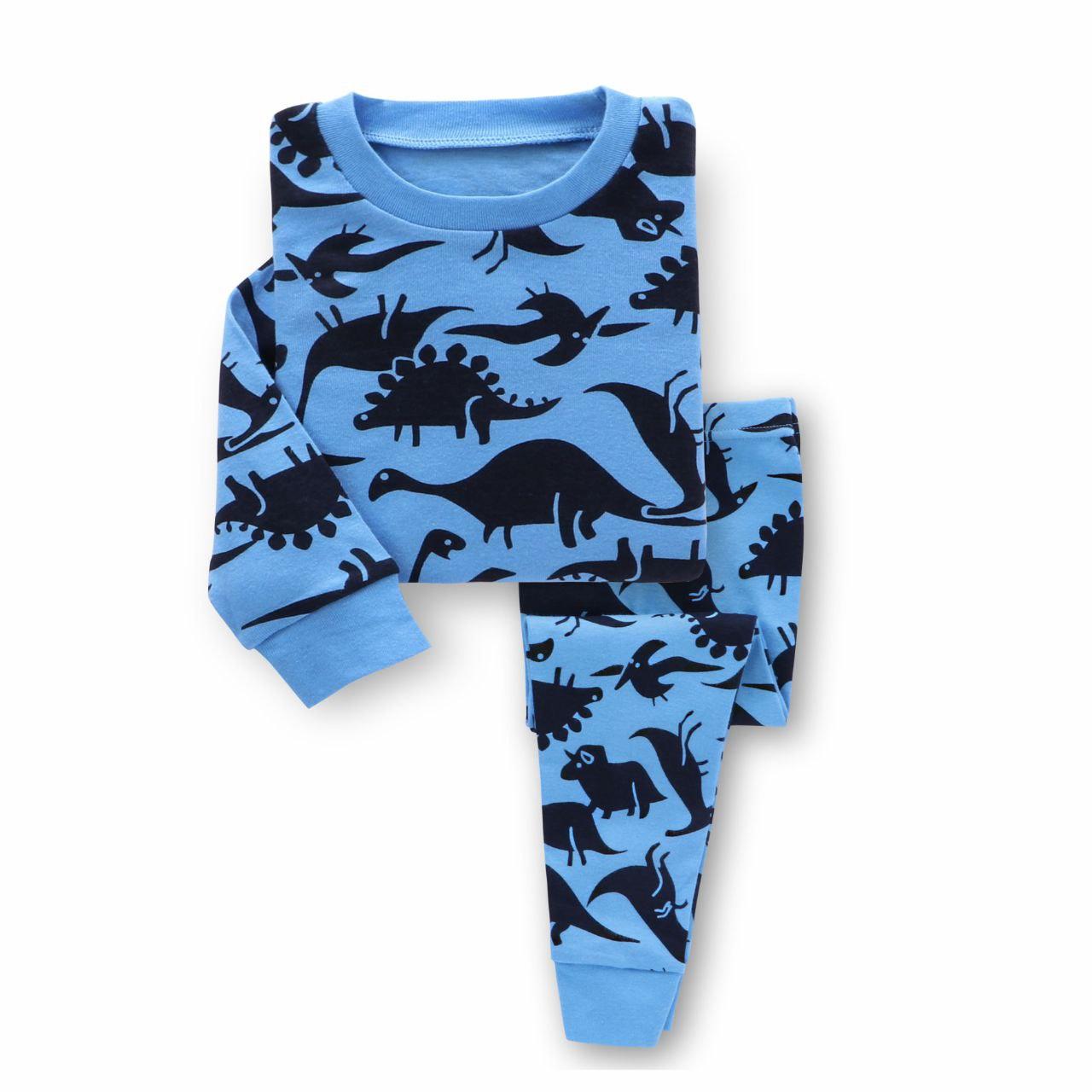 Дитяча піжама для хлопчика зріст 120 сині динозаври арт. 701