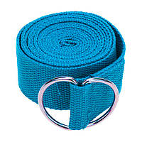 Ремень для йоги EasyFit Черный полиэстер, хлопок + хромированная сталь Голубой