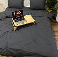 Двуспальный однотонный комплект постельного белья Темно серый графитовый бязь голд люкс Виталина