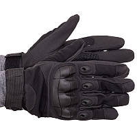 Тактические перчатки T-Gloves с защитой на костяшках размер L черные (кожа)