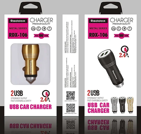Автомобільний зарядний пристрій RedDax RDX-106 2.4A 2 Usb Gold, фото 2