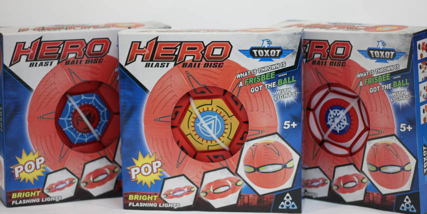 Складна ігровий м'яч-трансформер "HERO" Flat Ball Disc ▫ Світлий Диск-м'яч м'ячик для фрізбі і активних ігор, фото 1