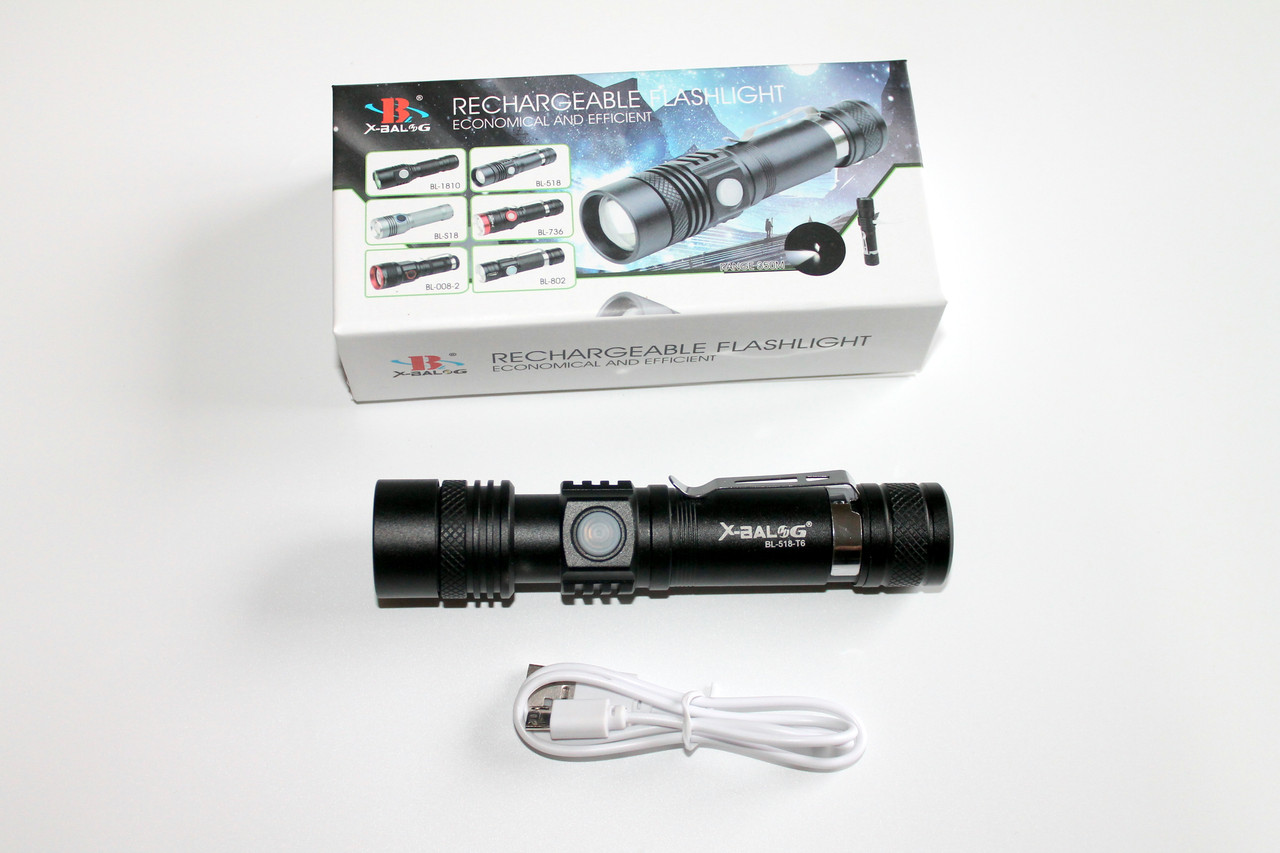 Ручний ліхтар акумуляторний X-Balog BL-518-T6 USB заряджання
