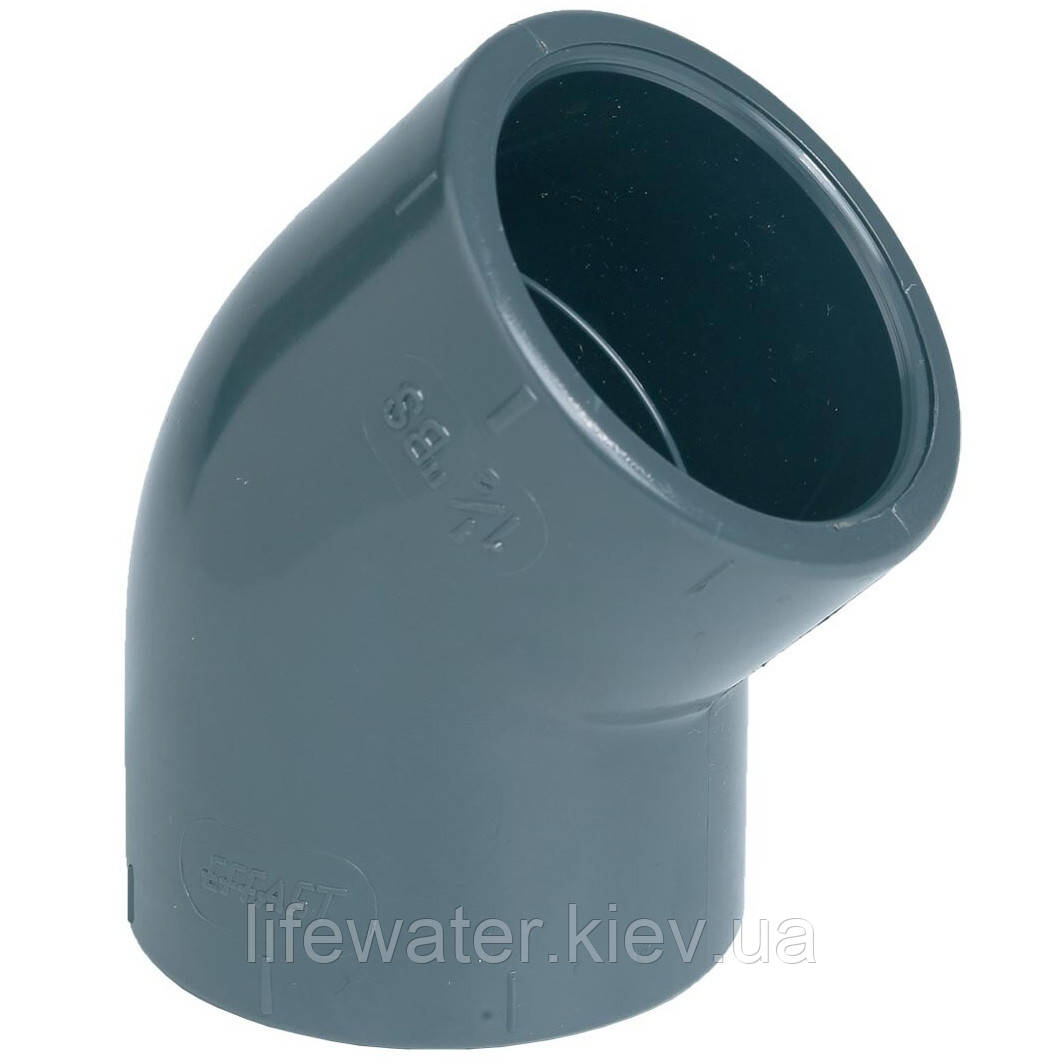 Коліно ПВХ Effast RDRGYD0160 45°, d16 мм, фото 1