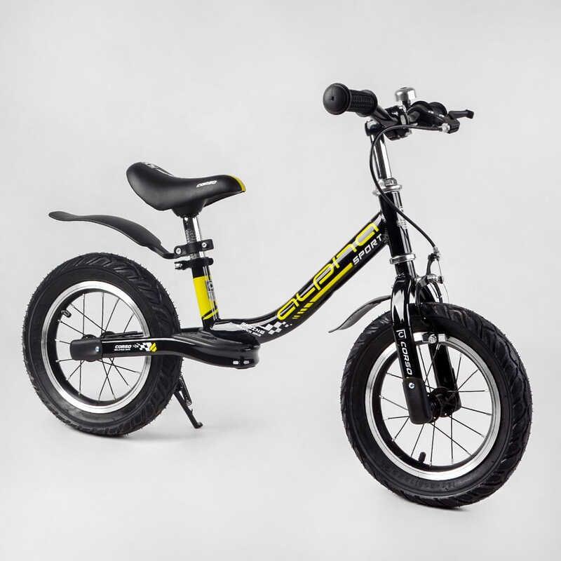 Дитячий біговел із ручним гальмом 12"Corso Alpha Sport 10631 зі сталевою рамою та надувними колесами, фото 1