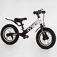 Біговел Corso Skip Jack 11057 Чорно-білий, з надувними колесами 12 дюймів, з ручним гальмом, Велобіг дитячий, фото 3