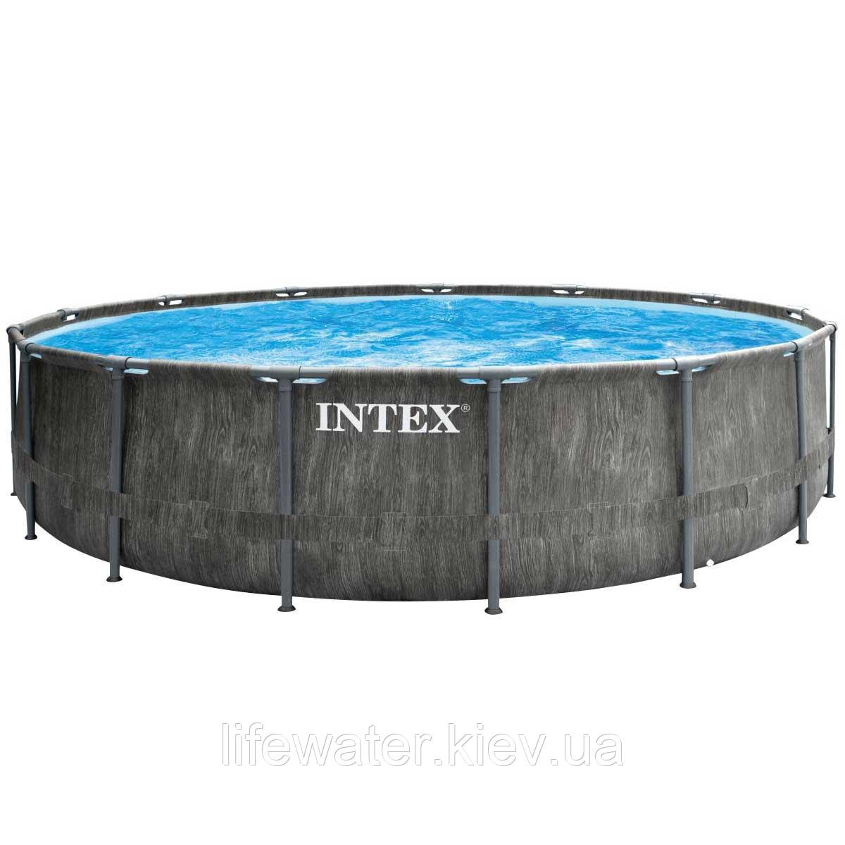 Каркасний басейн Intex 26742 GREYWOOD (457х122 см) з картриджним фільтром, драбиною та тентом, фото 1