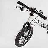 Біговел дитячий 12 дюймів Corso Skip Jack 11057 Чорно-білий, з надувними колесами, з ручним гальмом, фото 6