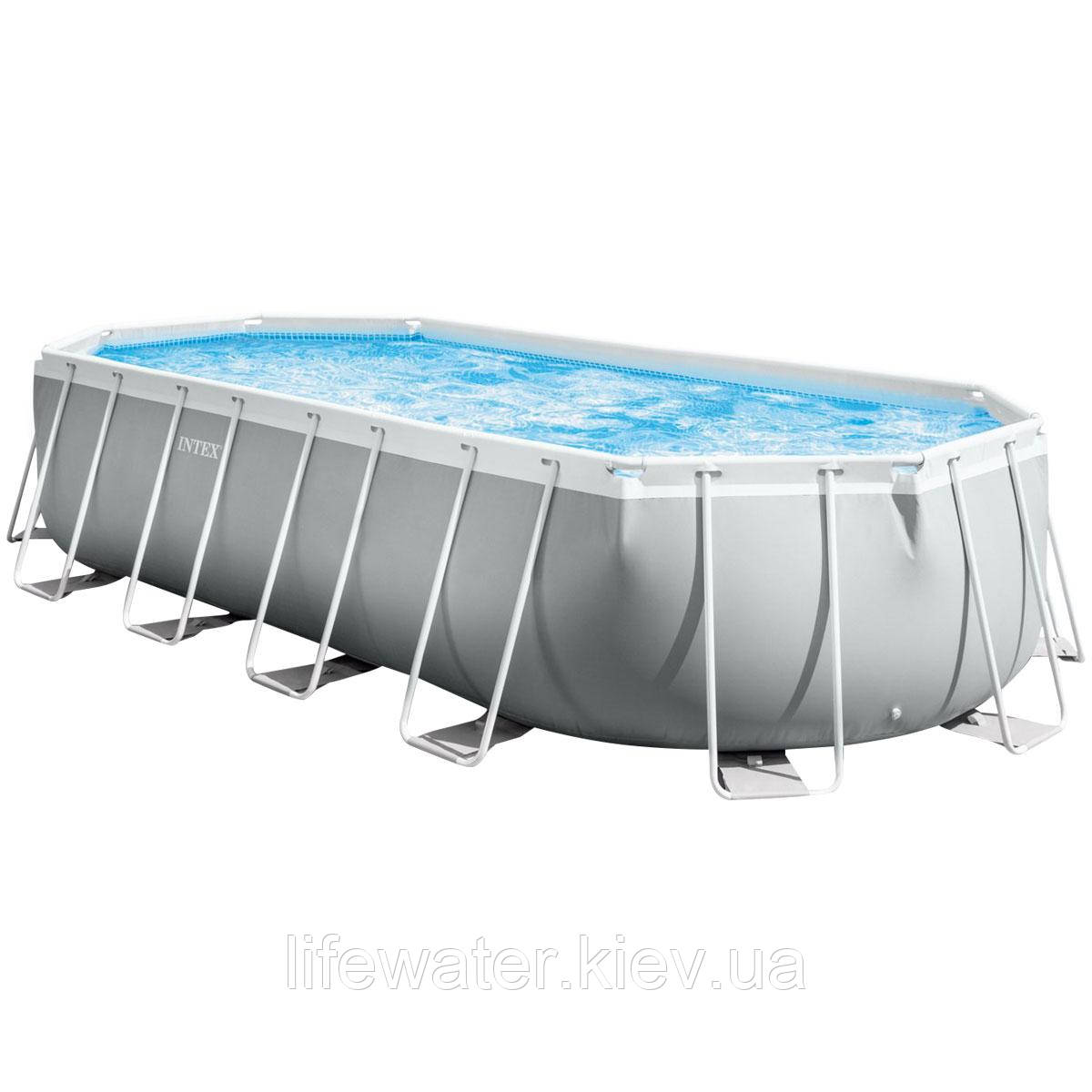 Intex Каркасний басейн Intex 26798 OVAL (610х305х122 см) з картриджним фільтром, драбиною та тентом