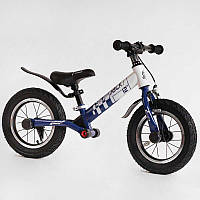 Беговел детский 12 дюймов Corso Skip Jack 93307 Бело-Синий, с ручным тормозом, с надувными колесами, велобег
