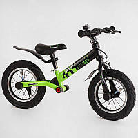 Беговел детский 12 дюймов Corso Skip Jack 95112 Черно-Зеленый, с надувными колесами, с ручным тормозом