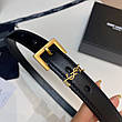 Жіночий чорний ремінь Yves Saint Laurent Ів Сен Лоран YSL шкіра шкіряний ремінь із золотим логотипом пояс 2 см, фото 7
