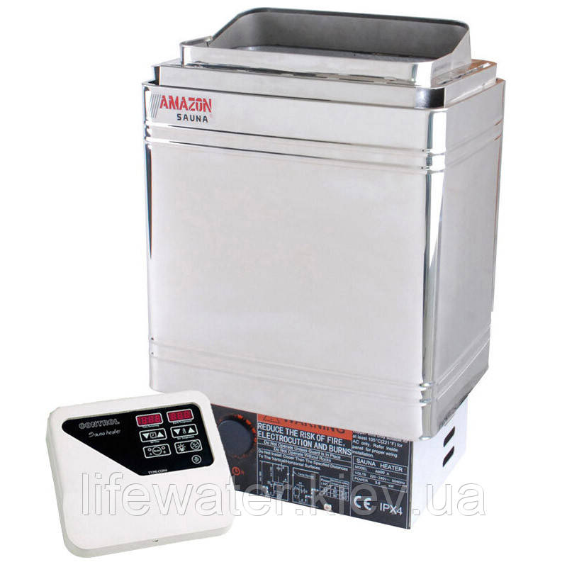 Електрокам'янка Amazon AM90MI-C 9 кВт з виносним пультом CON4 (нержавіюча сталь AISI 430), фото 1