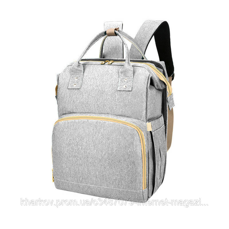Сумка Рюкзак Lesko 2 в 1 Gray для Мам и Складная Кроватка для Малыша ...