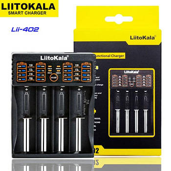 Lii-402 LiitoKala, зарядний пристрій на 4 каналів для AA, AAA, 18650, 26650, 21700 Li-ion, LiFePo4, Ni-Mh