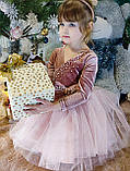 Дитяча сукня оксамитова пудрового кольору на зріст 98-104 см, фото 2