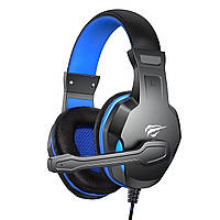 Навушники ігрові дротові HAVIT HV-H763d з мікрофоном геймерські чорно-сині (2 х Jack3,5 мм) (26782)