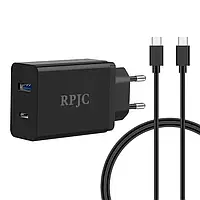 Адаптер питания RPJC 2-в-1 USB-C, быстрая зарядка, 18 Вт.