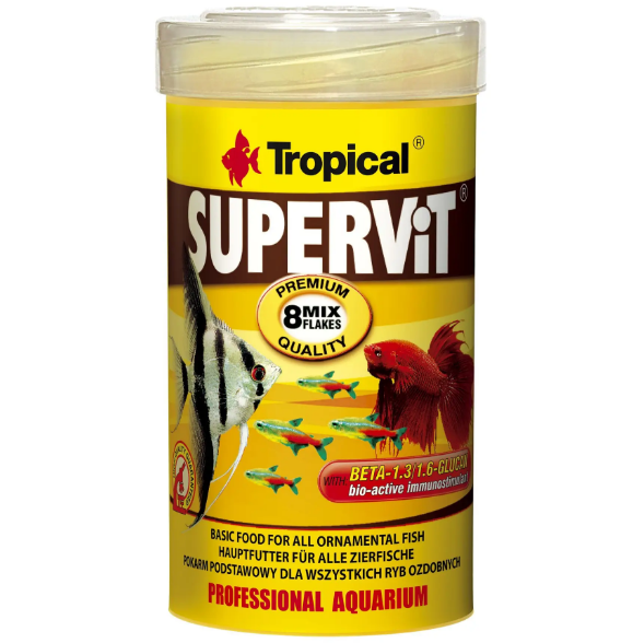 Сухой корм для аквариумных рыб Tropical в хлопьях «Supervit» 100мл\20г (для всех аквариумных рыб) - фото 1 - id-p1743680808