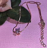 Золотистий кулончик-підвіс — білий фіаніт на ланцюжку від студії LadyStyle.Biz, фото 6