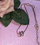 Золотистий кулончик-підвіс — білий фіаніт на ланцюжку від студії LadyStyle.Biz, фото 8