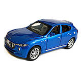 Іграшкова машинка металева Maserati Levante Мазераті Леванте синій, звук, світло, інерція, відкр. двері, капот, багажник, 14*6*5, фото 2