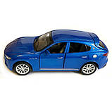 Іграшкова машинка металева Maserati Levante Мазераті Леванте синій, звук, світло, інерція, відкр. двері, капот, багажник, 14*6*5, фото 3