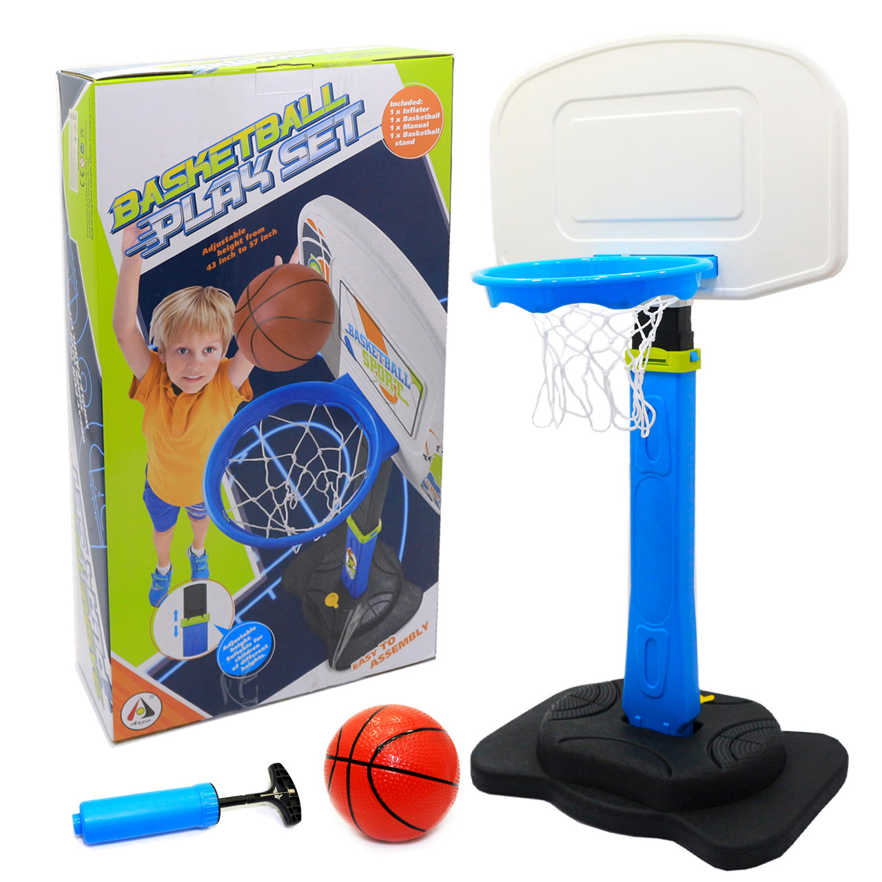 Баскетбольне кільце на стійці «Basketball Play Set» м'яч насос регульована висота 109-145 см (MR 0604)