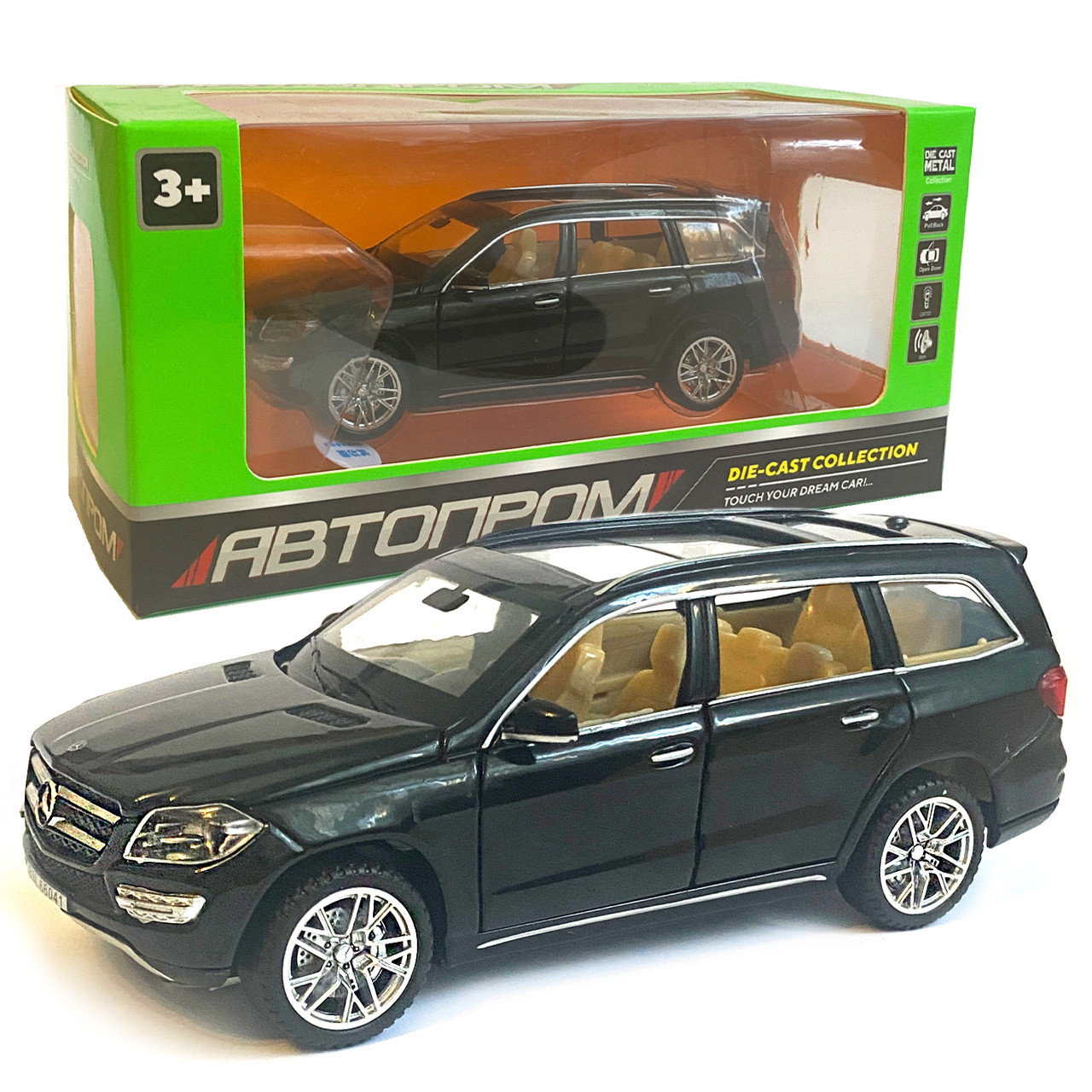 Іграшкова машинка металева Mercedes-Bens CL 500 (Мерседес-Бенц CL 500) «Автопром», чорна, батар., світ, звук, відкр.двері, від 3