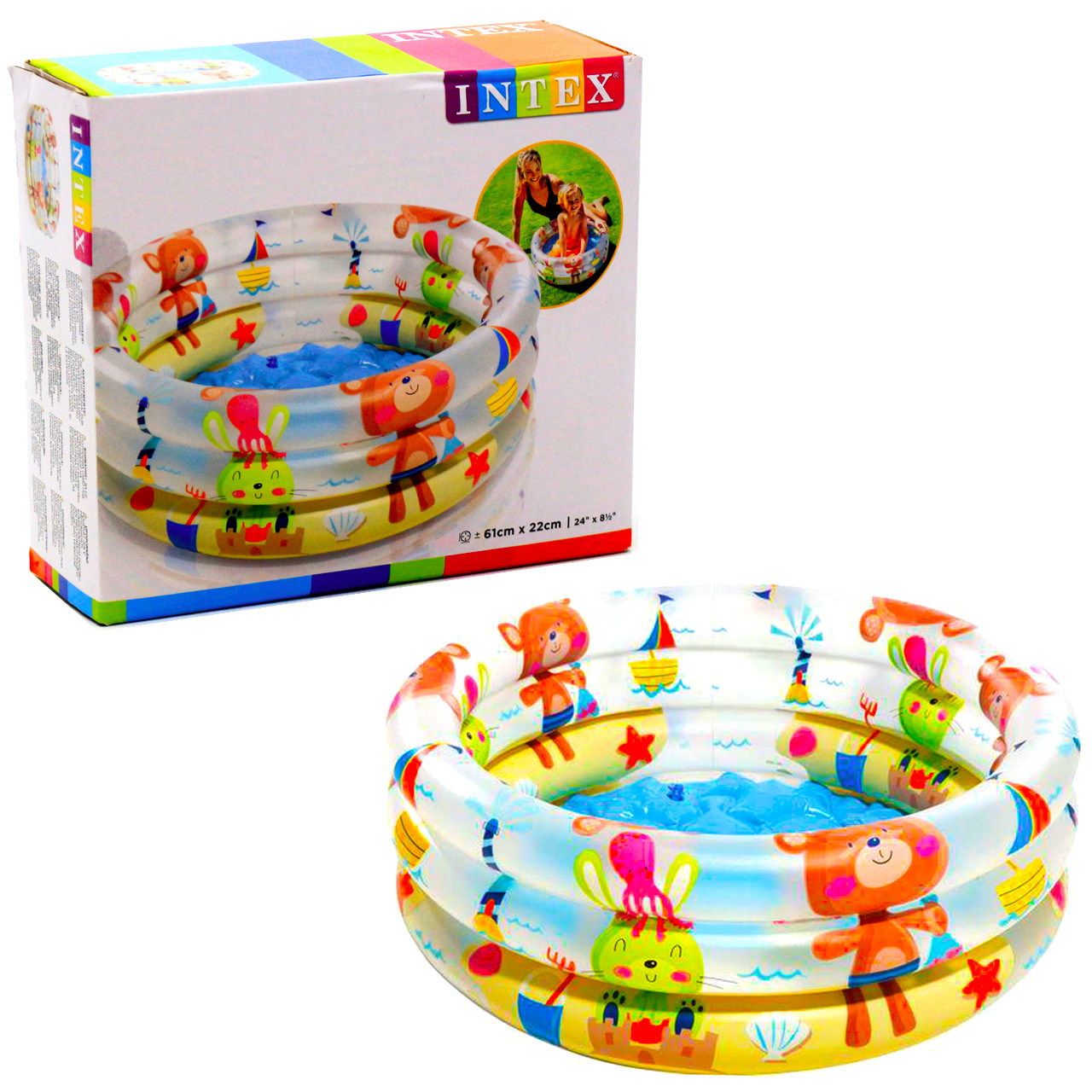 Дитячий надувний басейн «Зайчик и Медведик» Intex, 61*22 см, (57106), фото 1