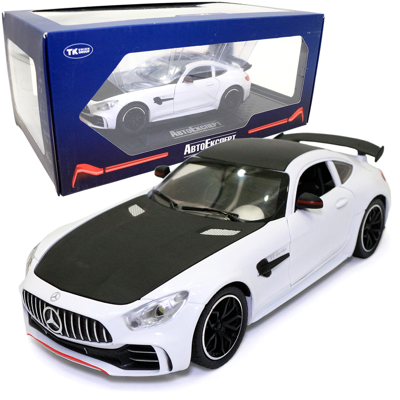 Іграшкова машинка металева Mercedes-Benz AMG «АвтоЕксперт» Мерседес білий звук світло 20*9*7 см (GT-6214), фото 1