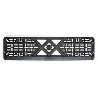 Рамка номера "планка-засувка" Чорна (міцний пластик від ударів і перепаду температури)" BI-PLAST"