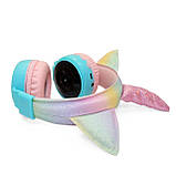 Бездротові навушники з вушками та рогом Unicorn KD80 Єдиноріг з підсвічуванням 17*21*7 см (bleu), фото 5