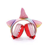 Бездротові навушники з вушками та рогом Unicorn KD80 Єдиноріг з підсвічуванням 17*21*7 см (red), фото 3