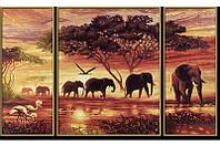 Набор алмазной вышивки (мозаики) "Триптих. Африканские слоны"